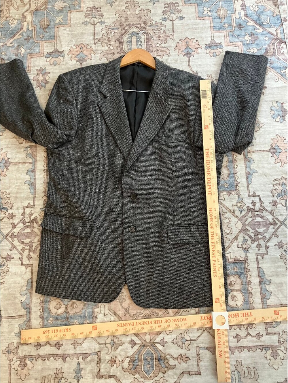 Cianni Cellini Mens 44S Grey Sport Coat Cashmere Lambswool Blazer Herringbone